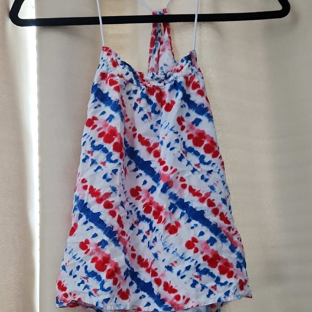 No Boundaries Red and Blue Tie-Dye Tank Top